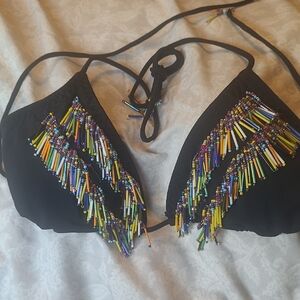 Red Carter Black Swimwear with Beaded Accents